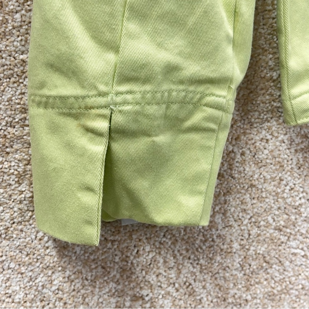90s Y2K jacket 100% cotton lime green button down notch spring summer NWT flawed - Picture 8 of 16